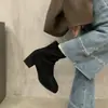 Botines color caqui de tacón grueso, corte ajustado, zapatos de mujer, nueva colección otoño/invierno 2024, estilo coreano, botines de moda, Botas Martin
