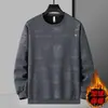 Moletom Masculino de Manga Longa com Forro de Lã, Novo Estilo Primavera/Outono, Corte Solto, Tamanho Grande, Roupas Masculinas Modernas e Tendência, Camiseta de Base