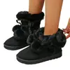 Nuevas botas de nieve para mujer para invierno, botas de algodón de talla grande con pompones, de media pantorrilla, cálidas, versátiles, botas de nieve casuales para mujer