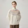 Suéter Vintage Lazy Fair Isle de Punto 35% Cachemir Ajustado Suave para Mujer, Cálido Top de Otoño e Invierno