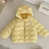Chaqueta ligera de algodón con relleno de plumón para niñas, abrigo corto de algodón para niños, chaqueta de algodón con capucha para niños, ropa exterior de otoño/invierno para niños pequeños y bebés