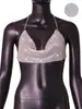 AYJ AliExpress Amazon Ebay Cadena Metálica Súper Brillante de Pedrería Top Tubo sin Espalda con Cuello Halter Y615