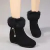 Botas de nieve para mujer con forro de pelo de conejo, suela gruesa, colección otoño/invierno 2026, con diseño interior que aumenta la altura, botines, acolchadas para abrigar, versátiles y cómodas