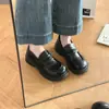 Mocasines de suela gruesa estilo universitario para mujer, 2026 piel marrón con hebilla, punta poco profunda, modernos y cómodos, estilo retro versátil