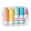 Venta Caliente Transfronteriza Set Dispensador de Viaje de Silicona Botella Bomba Portátil para Cosméticos y Lociones Botella de Almacenamiento al Vacío