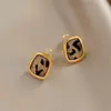 Pendientes Cuadrados Retro Elegantes con Esmalte Goteante Estampado de Leopardo para Mujer 2025 Nuevos Pendientes de Otoño e Invierno de Alta Gama Pendientes Modernos y Únicos