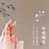 Grampo de cabelo de flor de magnólia, grampo de cabelo de estilo antigo, acessório de cabelo Hanfu, acessório de cabelo de cheongsam para mulheres, grampo de metal com pérola e franja, grampo de cabelo de jade