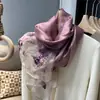 Lenço de seda bordado para mulheres, lenço fino de gaze de seda e lã para primavera e outono, lenço artístico retrô, xale, versátil para presentear