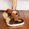 Lindas pantuflas de algodón con forma de cucaracha para perrito para mujer, otoño e invierno, pantuflas cálidas peludas antideslizantes de interior para pareja para hombre