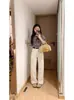 Jeans Blancos de Estilo Coreano con Caída para Tallas Grandes para Mujer, Versátiles y Adelgazantes, Pantalones de Pierna Recta de Moda y Elegantes, Tendencia