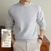 Yingao Nuevo Suéter de Punto para Hombre Cuello Redondo Otoño Invierno Mezcla de Lana Holgado Cálido Estilo Old Money Casual Pulóver