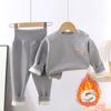 Traje cálido para bebé con forro polar, para niños y niñas, grueso, de cintura alta, ropa y pantalones de otoño, ropa interior térmica para niños de otoño e invierno