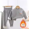 Traje de ropa interior para niños con forro polar Otoño e Invierno Nuevo Ropa y Pantalones de Otoño de Manga Larga Grueso Cálido Niños y Niñas de Tallas Pequeñas y Medianas Ropa para el Hogar