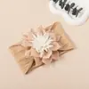 Novos Acessórios de Cabelo Europeus e Americanos para Crianças Faixa de Cabelo com Flor de Jacquard de Nylon para Bebê Faixa de Cabeça com Contraste de Girassol para Fontanela de Bebê