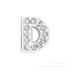 Acessórios DIY de Letras com Strass 8mm Contas de Letras Inglesas Diamante Branco Chaveiro de Letra em Liga Acessórios para Pulseira DIY de Letras