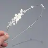 Diadema Retro Estilo Coreano Piedra Ojo de Gato Cabeza de Diamante para Mujer Pinza Fina de Aleación Diadema de Flores Hojas de Gama Alta Nicho Súper Inmortal