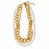 Collar Redondo de Perlas de Cadena Cruzada Europea y Americana, Cadena para Clavícula de Moda Vintage, Joyería de Lujo Ligero de Alta Gama