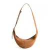 Nova Coleção Outono e Inverno Estilo Frosted Couro Bovino Bolsa Hobo Dumpling de Axila para Mulheres, Estilo Preguiçoso e Relaxado, Bolsa de Ombro Único Transversal, Bolsa Croissant
