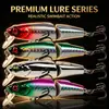 Señuelo minnow multi-sección más vendido transfronterizo para capas de agua superiores y medias, señuelo hundible con ojos rojos