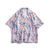 2558-2602 Cuello Cubano Manga Corta Mismo Estilo para Hombres y Mujeres Manga Tres Cuartos Estilo Vacaciones en la Playa Festival Tailandés Songkran Hawái