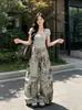 Pantalones Cargo de Retazos Manchados Estilo Páramo con Múltiples Bolsillos para Hombre, Nuevos Pantalones Casuales Sueltos de Pierna Ancha hasta el Suelo para Mujer