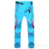 Pantalones de secado rápido para exteriores de verano para hombre, pantalones elásticos de secado rápido para montañismo con combinación de colores, pantalones largos de montañismo ultradelgados para mujer, talla grande