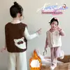 Chaleco de Peluche con Lazo de Dibujos Animados para Niñas 2026 Otoño/Invierno Nuevo Chaleco Cardigan Grueso de Lana de Cordero para Niñas Pequeñas Moderno