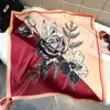 Pañuelo de Seda Floral Vintage Estilo Boceto para Mujer, Pañuelo Cuadrado de Seda de Imitación con Bloques de Color, Delgado y Versátil para Primavera y Verano, Se Puede Usar como Bufanda para el Cuello o Lazo para el Cabello