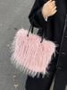 Bolso de mano de felpa con un solo hombro para mujer, de gran capacidad, elegante, para otoño e invierno, modelo nuevo 2026, transfronterizo