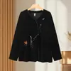 Novo Conjunto de Veludo Estilo Chinês da Mamãe para a Primavera, Roupa da Primavera Cedo Elegante e da Moda para Mulheres de Meia-Idade e Idosas, Conjunto de Duas Peças