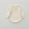 Otoño e invierno transfronterizo para bebé niña tejido a mano con bolas cuello redondo suéter pullover traje de punto hueco vintage para mujer mono