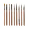 Conjunto de Pincéis para Nail Art Cor de Chá com 9 Peças Pincéis de Nail Art Estilo Japonês Cabo Semitransparente Caneta Fototerapia Caneta Delineadora
