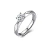 Anel feminino estilo coreano com seis garras e diamante artificial anel de casal anel de casamento aberto atacado anel simples