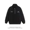 Sudadera de Otoño para Hombre Estilo Americano de Marca de Moda Bordada, Cuello Polo con Media Cremallera, Estilo Retro High-Street, Holgada, Deportiva, Manga Larga