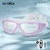 Gafas de Natación de Silicona, Marco Grande Electroplateado de Alta Definición, Antivaho, Impermeables, con Tapones para los Oídos Integrados, Gafas de Natación Unisex