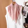 Bufanda Cuadrada de Espiga Simple y Elegante de 65 cm para Mujer, Bufanda de Seda de Lujo Ligero de Gama Alta, Bufanda Multifuncional para Viajes, Chal y Bufanda