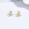 Aretes simples de plata esterlina S925 con temperamento de comodín, con incrustaciones de diamantes, planeta del universo con cierre de rosca, aretes nuevos 2015