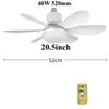 Ventilador Lámpara de Seis Hojas con Tapa Blanca Leche, Tapa de Rosca Nueva, Hoja Desmontable, Silencioso, para Sala de Estar, Comedor, Dormitorio