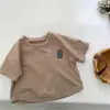 Camiseta de Manga Corta 100% Algodón Puro para Niños, Ropa de Verano para Niños y Bebés, Tops Versátiles Casuales Estilo Coreano con Estampados Elegantes