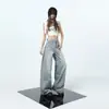 26 Tendências|Jeans Wide-Leg Lavado Desgastado Estilo Retrô Americano Novo Estilo Splicing Estrutural Calças Scimitar Yichun