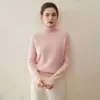 Suéter de tricô 100% cashmere feminino com mangas raglan, gola alta, fio duplo, peça superior grossa e macia, versátil, clássico e moderno
