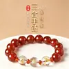 Pulsera zodiacal de ágata roja natural DIY hecha a mano con cuentas y signo zodiacal estampado en oro, diseño original, stock de fabricante disponible para venta al por mayor