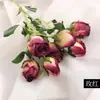 Flor Artificial Rosa Borde Tostado 7 Cabezas Vintage Arreglo Floral Sala de Estar Hogar Decoración Exterior Boda Venta al por Mayor