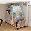 Estante de armazenamento para livros sob a mesa, caixa de armazenamento de livros de chão, carrinho móvel com rodas, estante simples para livros ilustrados infantis