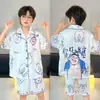 Pijama Novo para Meninos 2026 Verão Seda de Gelo Manga Curta Estilo Fino Infantil Masculino Tamanho Grande Roupa de Casa Roupa Externa
