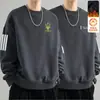 Sudadera de otoño e invierno para hombre, corte holgado, forro polar, sin capucha, cuello redondo, camiseta de manga larga, talla grande, moderna, versátil y cómoda
