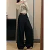 Foto real de los pantalones de pierna ancha de nuevo diseño para otoño 2026 para mujer, de cintura alta, elegantes, fluidos, holgados, casuales 18666