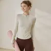 Chamarra larga de manga larga para mujer, corte ajustado, para Pilates y yoga, adecuada para otoño e invierno, ideal para correr, ciclismo, actividades al aire libre y fitness, con efecto adelgazante