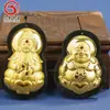 Pingente Guanyin Buda de Jade com Incrustação de Ouro Moyu Hetian Pingente Hetian Jade com Incrustação de Ouro para Homens e Mulheres Presente Atacado