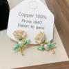 Pendientes de Flor de Perla Estilo Bosque Fresco Pequeño Pintura al Óleo Moda para Mujer Pendientes Artísticos Pendientes Pequeños Dulces de Tachuela